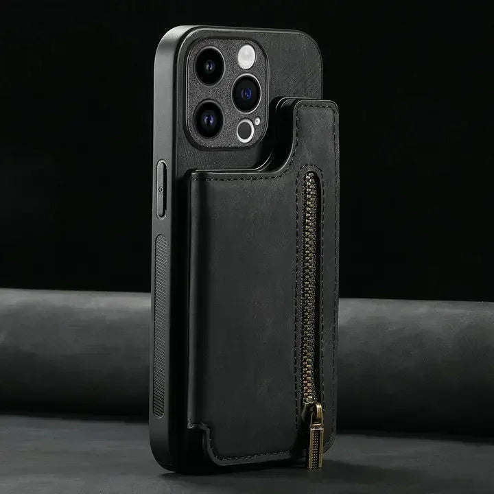 Zip Leather Wallet Case