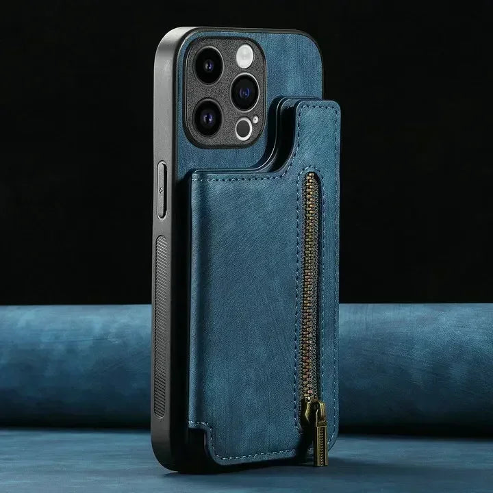Zip Leather Wallet Case