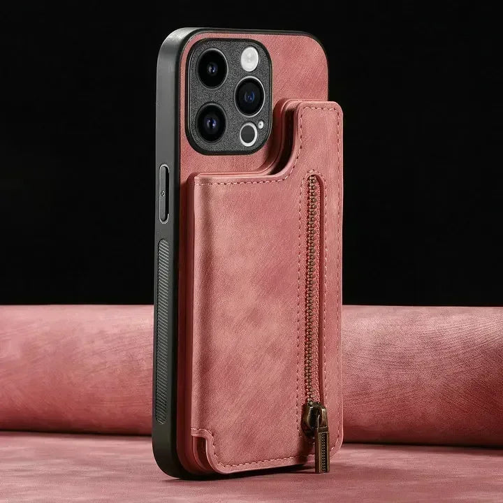 Zip Leather Wallet Case