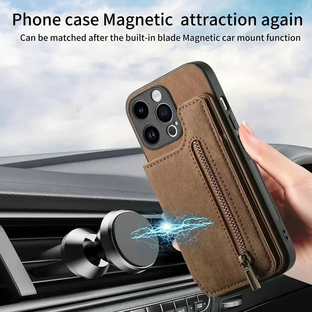 Zip Leather Wallet Case