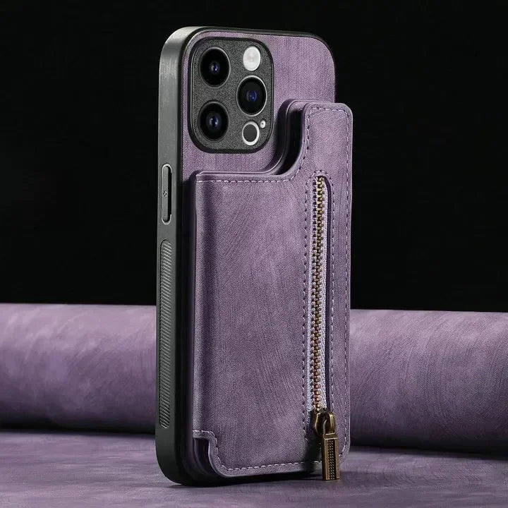 Zip Leather Wallet Case