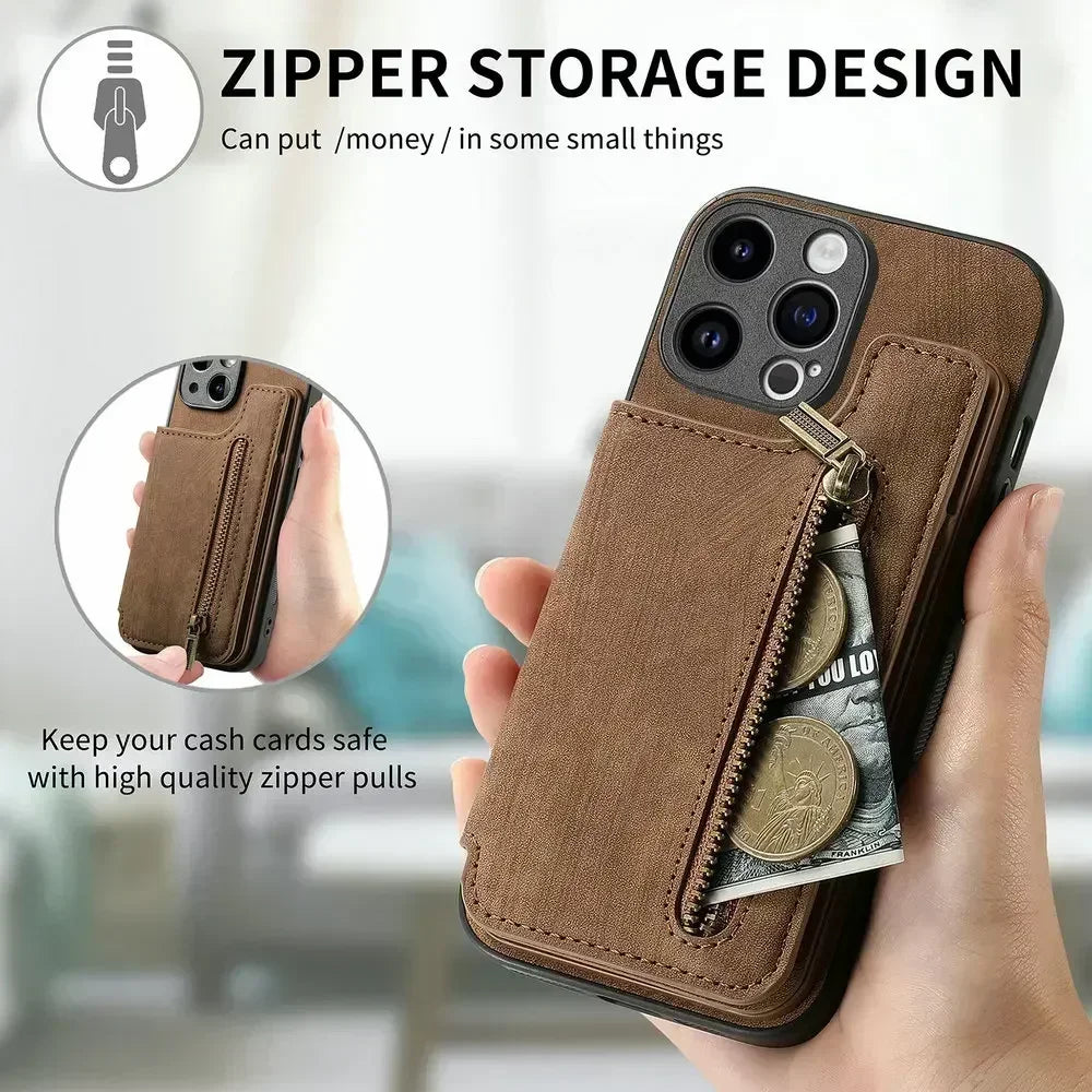 Zip Leather Wallet Case