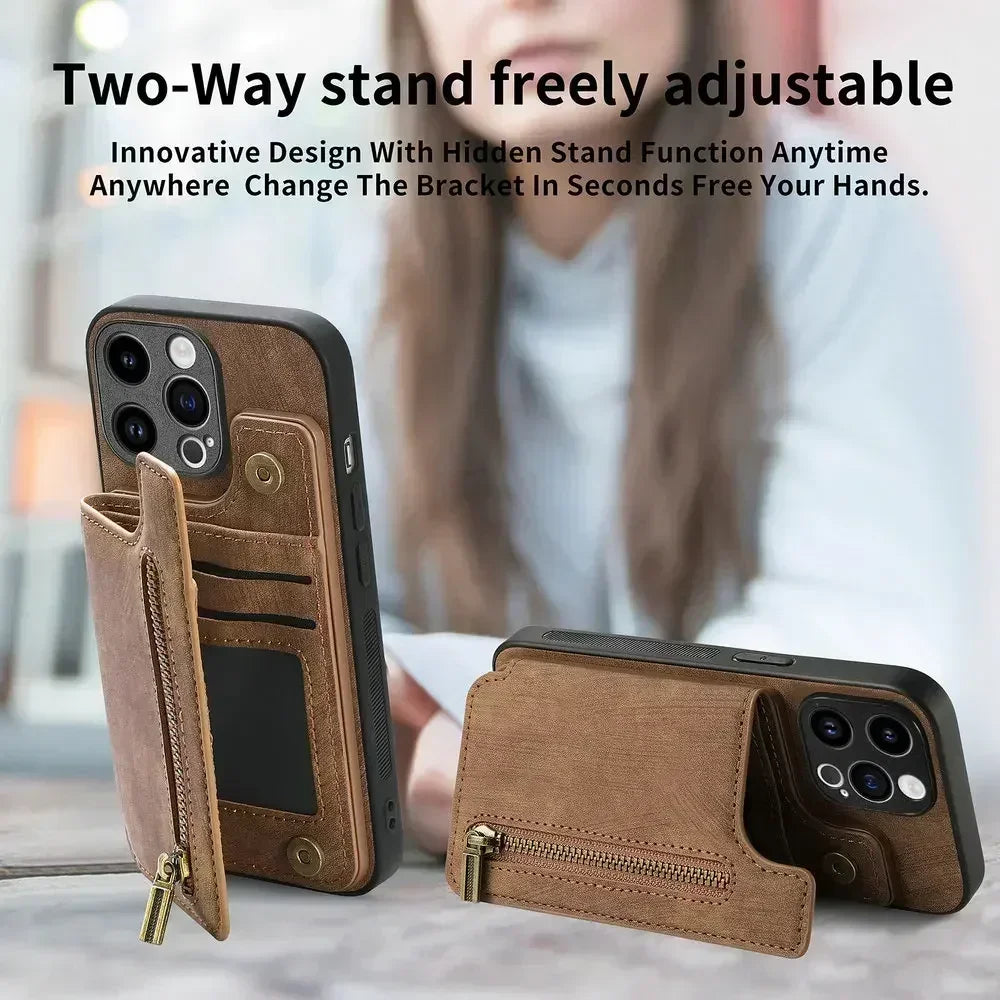 Zip Leather Wallet Case