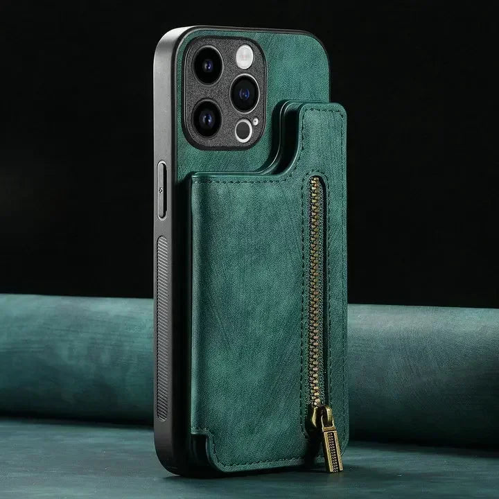 Zip Leather Wallet Case